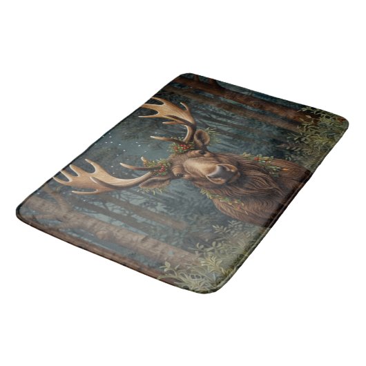Rustic Christmas moose deer boho woodland forest  Badmat (Gekanteld)