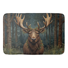 Rustic Christmas moose deer boho woodland forest Badmat