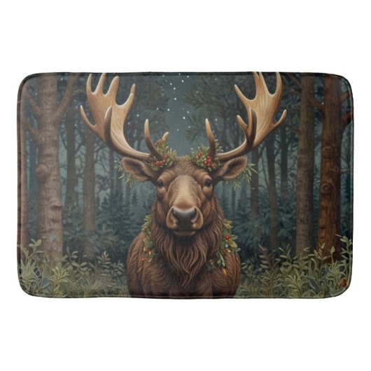 Rustic Christmas moose deer boho woodland forest  Badmat (Voorkant)