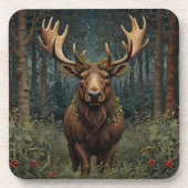 Rustic Christmas moose deer boho woodland forest  Bier Onderzetter (Voorkant)