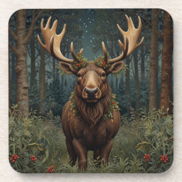 Rustic Christmas moose deer boho woodland forest Bier Onderzetter