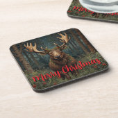 Rustic Christmas moose deer boho woodland forest Bier Onderzetter (Linkerzijde)