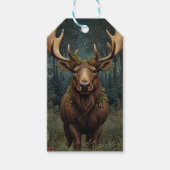 Rustic Christmas moose deer boho woodland forest Cadeaulabel (Voorkant)