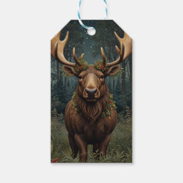 Rustic Christmas moose deer boho woodland forest Cadeaulabel