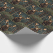 Rustic Christmas moose deer boho woodland forest  Cadeaupapier (Hoek)