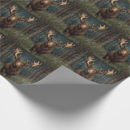 Rustic Christmas moose deer boho woodland forest  Cadeaupapier (Hoek)