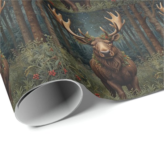 Rustic Christmas moose deer boho woodland forest  Cadeaupapier (Rol Hoek)