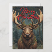 Rustic Christmas moose deer boho woodland forest  Kaart (Voorkant)