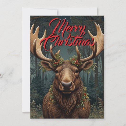 Rustic Christmas moose deer boho woodland forest  Kaart (Voorkant)