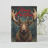 Rustic Christmas moose deer boho woodland forest  Kaart (Staand voorkant)