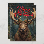 Rustic Christmas moose deer boho woodland forest  Kaart (Voorkant / Achterkant)