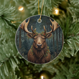 Rustic Christmas moose deer boho woodland forest Keramisch Ornament