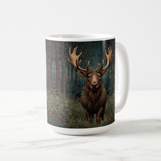 Rustic Christmas moose deer boho woodland forest  Koffiemok (Voorkant rechts)
