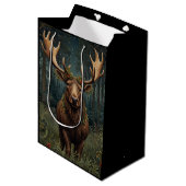 Rustic Christmas moose deer boho woodland forest  Medium Cadeauzakje (Voorkant Gekanteld)