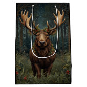 Rustic Christmas moose deer boho woodland forest  Medium Cadeauzakje (Achterkant)
