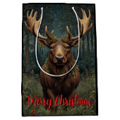 Rustic Christmas moose deer boho woodland forest  Medium Cadeauzakje (Voorkant)