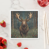 Rustic Christmas moose deer boho woodland forest Servet (Insitu)
