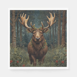 Rustic Christmas moose deer boho woodland forest Servet