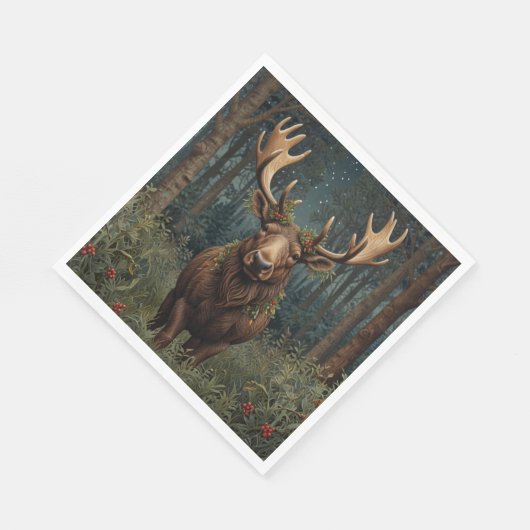 Rustic Christmas moose deer boho woodland forest  Servet (Hoek)