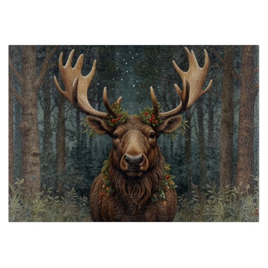 Rustic Christmas moose deer boho woodland forest  Snijplank (Voorkant)