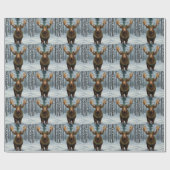 Rustic Christmas moose winter woodland forest  Cadeaupapier (Vlak)