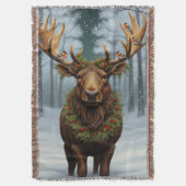 Rustic Christmas moose winter woodland forest Deken (Voorkant Verticaal)