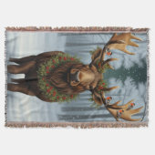 Rustic Christmas moose winter woodland forest  Deken (Voorkant)