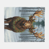 Rustic Christmas moose winter woodland forest  Fleece Deken (Voorkant (Horizontaal))