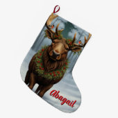Rustic Christmas moose winter woodland forest Grote Kerstsok (Voorkant (Hangend))
