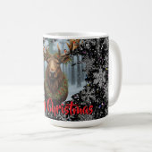 Rustic Christmas moose winter woodland forest snow Koffiemok (Voorkant rechts)