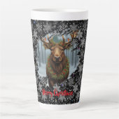 Rustic Christmas moose winter woodland forest snow Latte Mok (Voorkant)