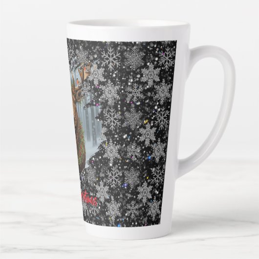 Rustic Christmas moose winter woodland forest snow Latte Mok (Rechts)