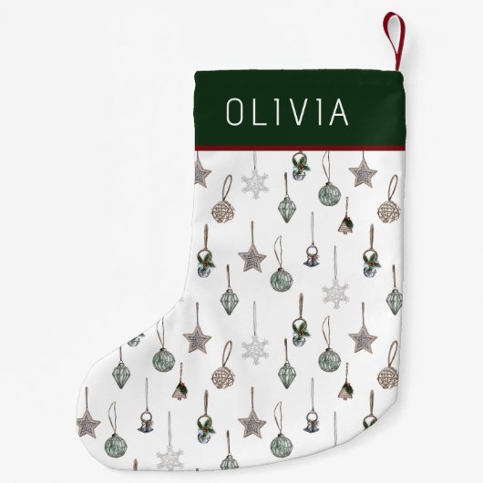 Rustic Christmas Ornaments Custom Name Kleine Kerstsok (Achterkant)