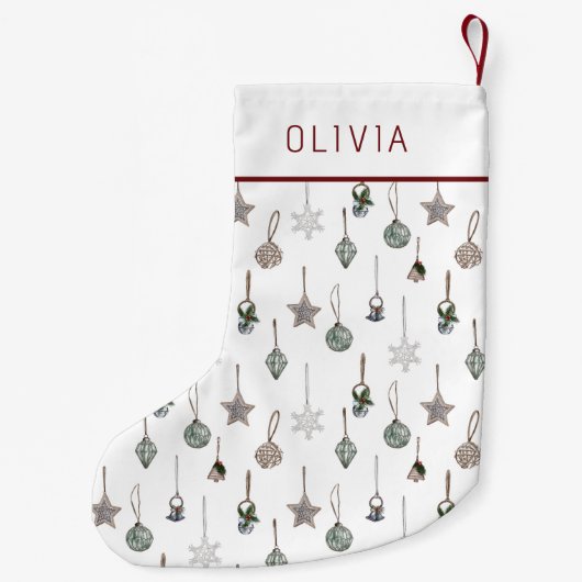Rustic Christmas Ornaments Custom Name Kleine Kerstsok (Achterkant)