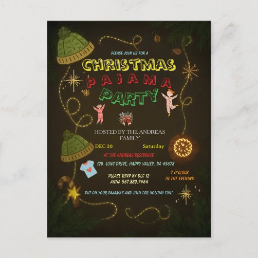 Rustic Christmas Pajama Gathering | Cabin Family Briefkaart (Voorkant)