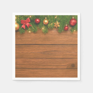 Rustic Christmas Paper Napkins – Festive Holiday Servet