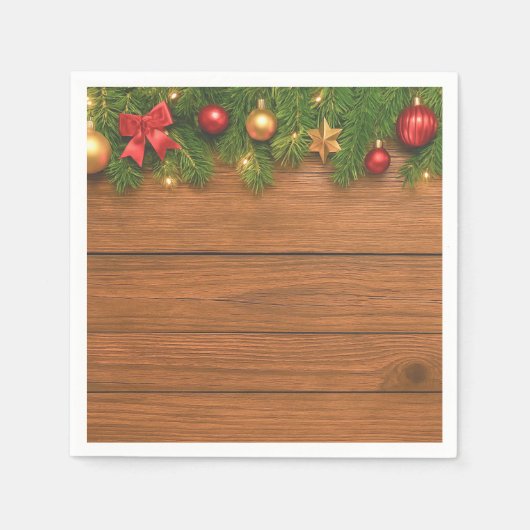 Rustic Christmas Paper Napkins – Festive Holiday Servet (Voorkant)