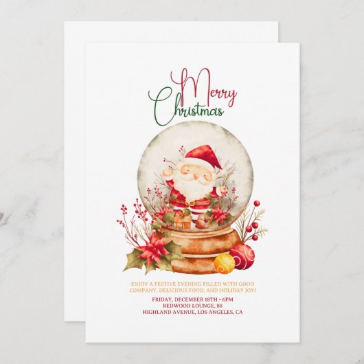 Rustic Christmas Party Invitation Bedankkaart (Voorkant / Achterkant)