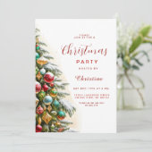 Rustic Christmas Party Invitation Kaart Waterverf (Staand voorkant)