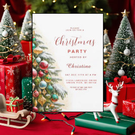 Rustic Christmas Party Invitation Kaart Waterverf