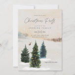 Rustic Christmas Party Woodland Uitnodiging<br><div class="desc">Rustiek kerstbos vakantie uitnodiging. Het is ontworpen met waterverf pijnbomen en een besneeuwd landschap. Klik op Personaliseren om alle tekst te bewerken. Overeenkomende artikelen in onze winkel Cava Party Design.</div>