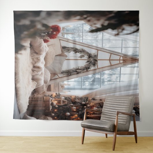 Rustic Christmas Photo Backdrop Wandkleed (In Situ (horizontaal))