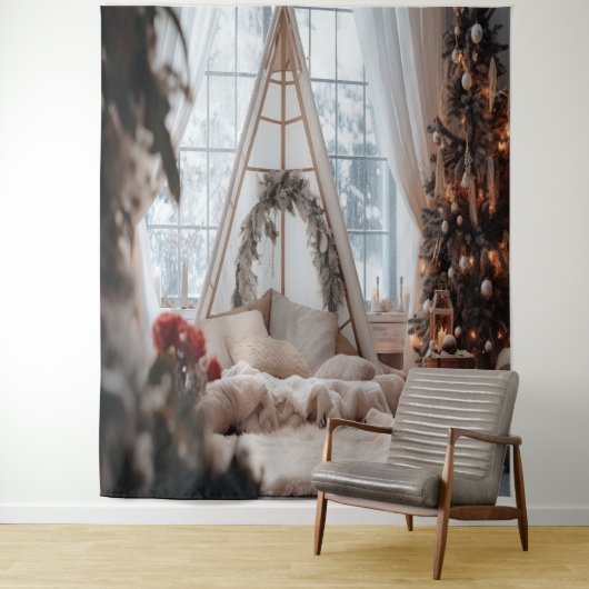 Rustic Christmas Photo Backdrop Wandkleed (In situ)