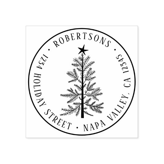Rustic Christmas Pine Tree Return Address Rubberstempel (Afrduk)
