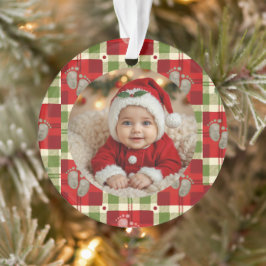 Rustic Christmas Plaid Baby's eerste kerst Ornament