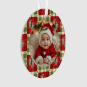 Rustic Christmas Plaid Baby's eerste kerst Ornament (voorkant)