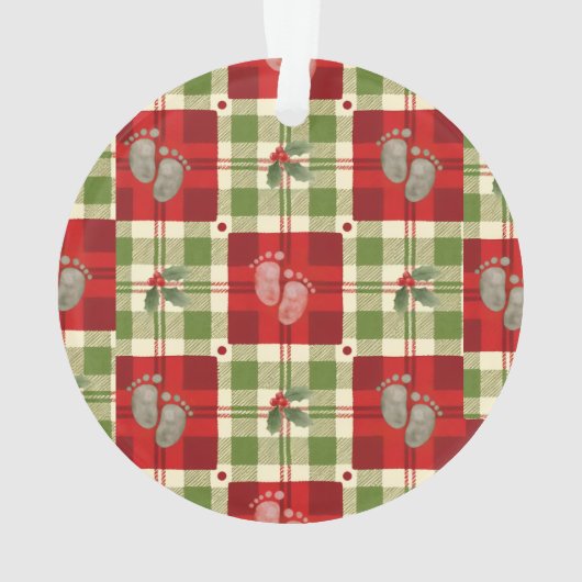 Rustic Christmas Plaid Baby's eerste kerst Ornament (achterkant)