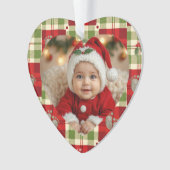 Rustic Christmas Plaid Heart Ornament - Baby's (voorkant)