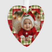 Rustic Christmas Plaid Heart Ornament - Baby's (voorkant)