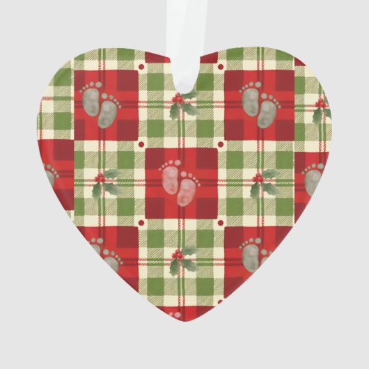 Rustic Christmas Plaid Heart Ornament - Baby's (achterkant)